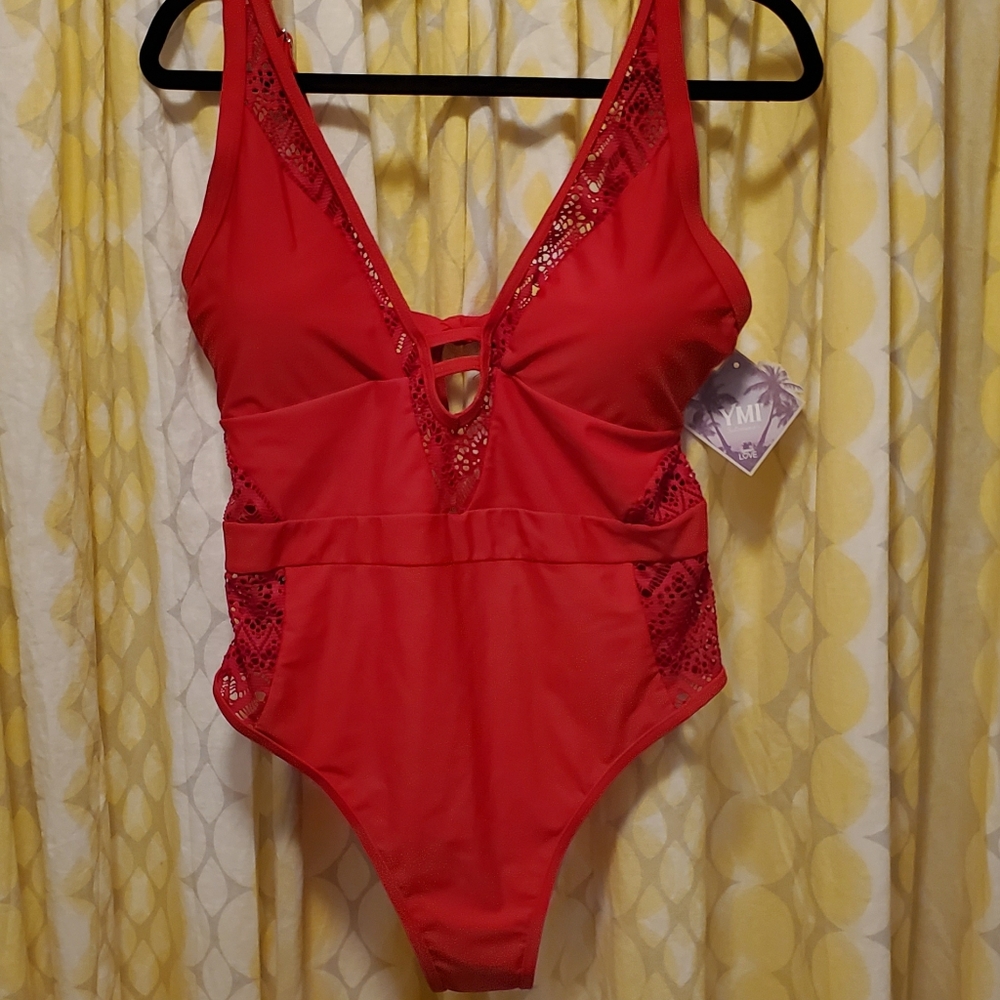 Gorgeous New Red YMI Bathing Suit W/ Lace Details! Size 2x ♡